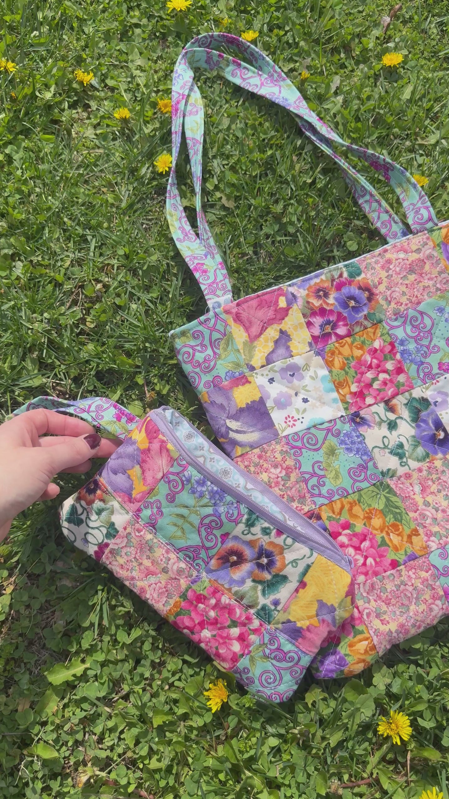 OOAK Patchwork Quilted Tote and Pouch Set