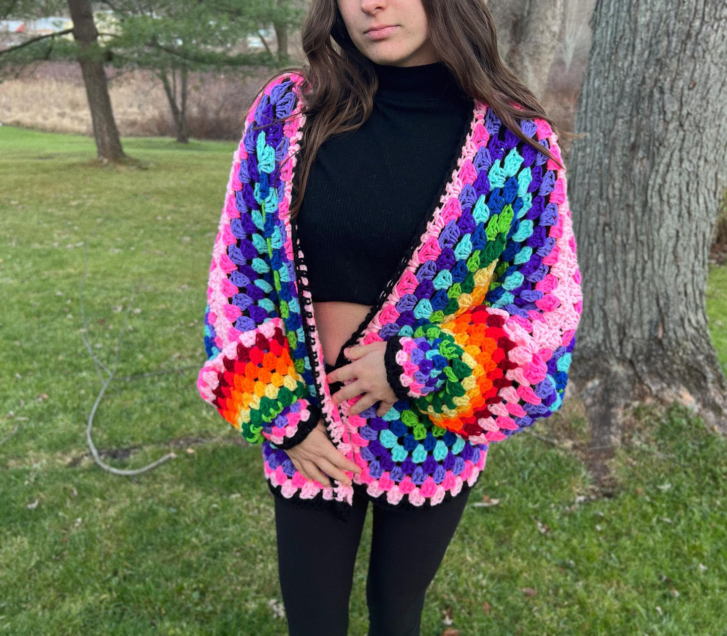Oversized Crochet Cardigan Pride Sweater