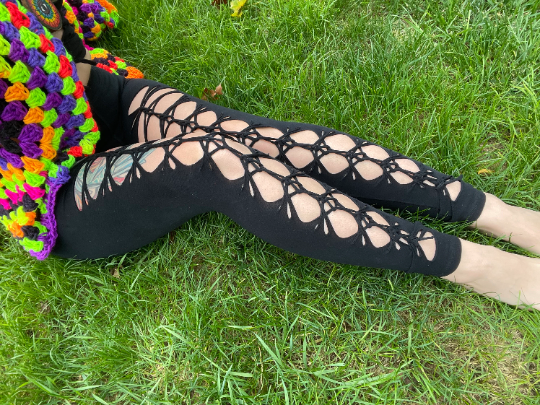 Braided Leggings | Psy Trance Rave Outift | Slit Cut Woven Leggings– Ekeko  Crafts