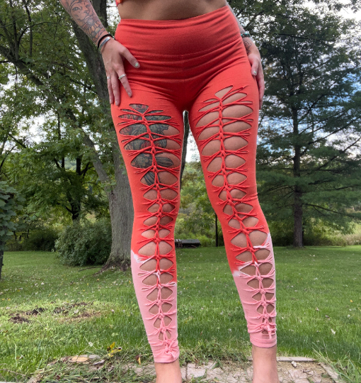S/M Slit Weave Braided Leggings