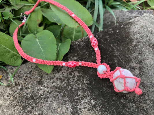 Pink Epidote Hemp Necklace