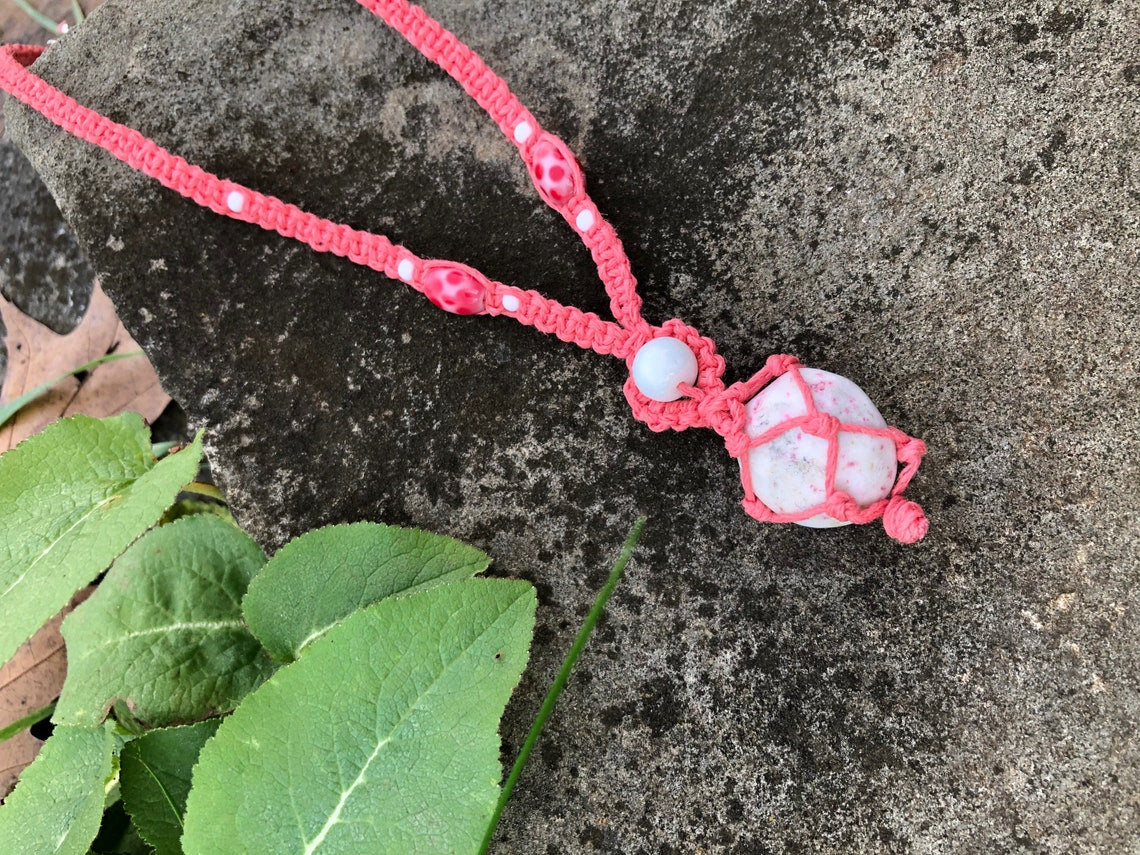 Pink Epidote Hemp Necklace