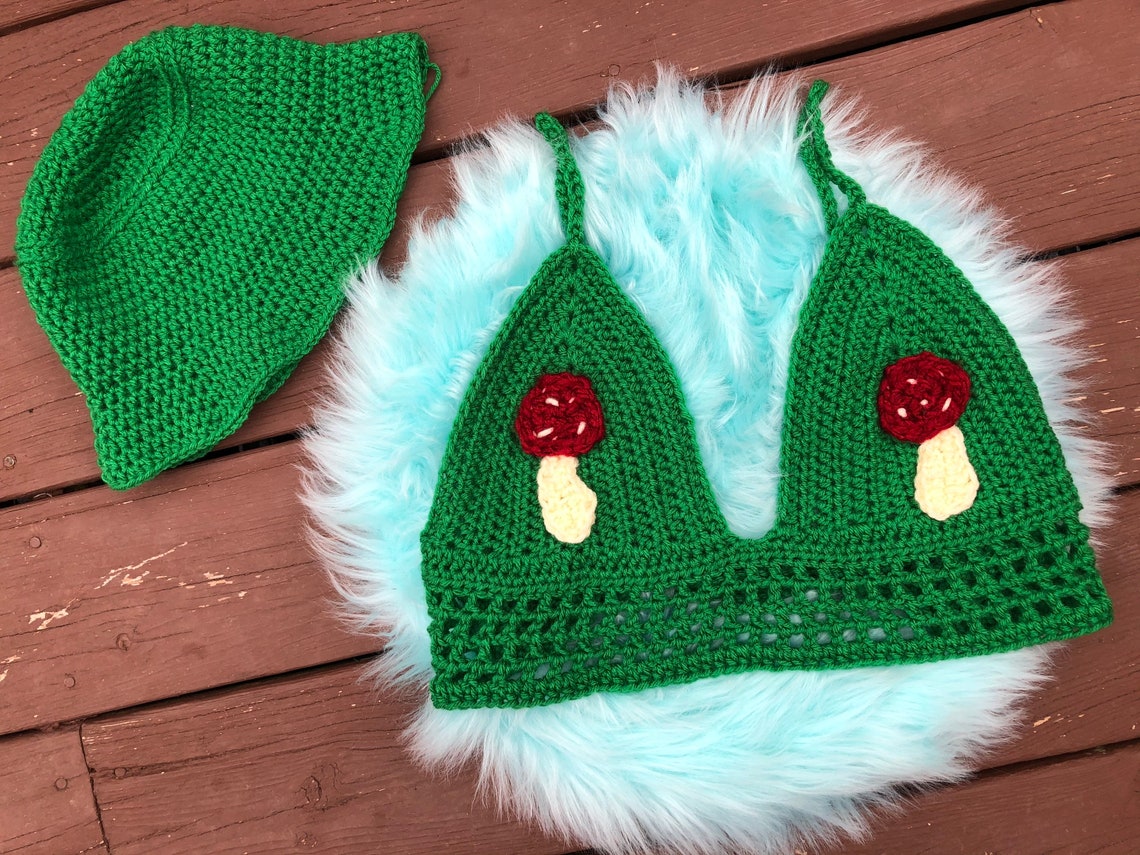 S/M Crochet Mushroom Bralette