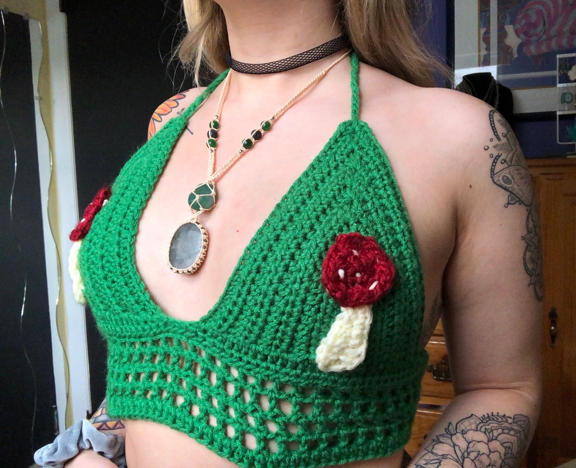 S/M Crochet Mushroom Bralette
