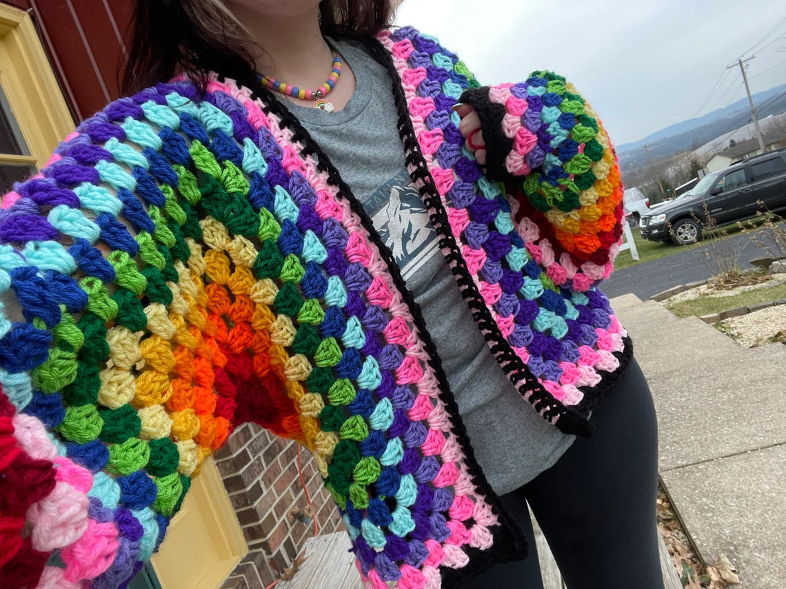 Oversized Crochet Cardigan Pride Sweater