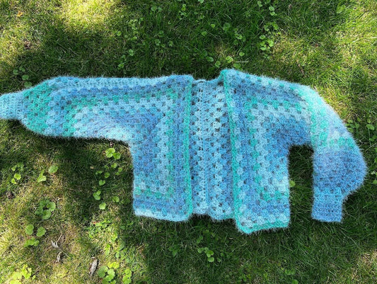 S/M Crochet Cardigan Fur Sweater