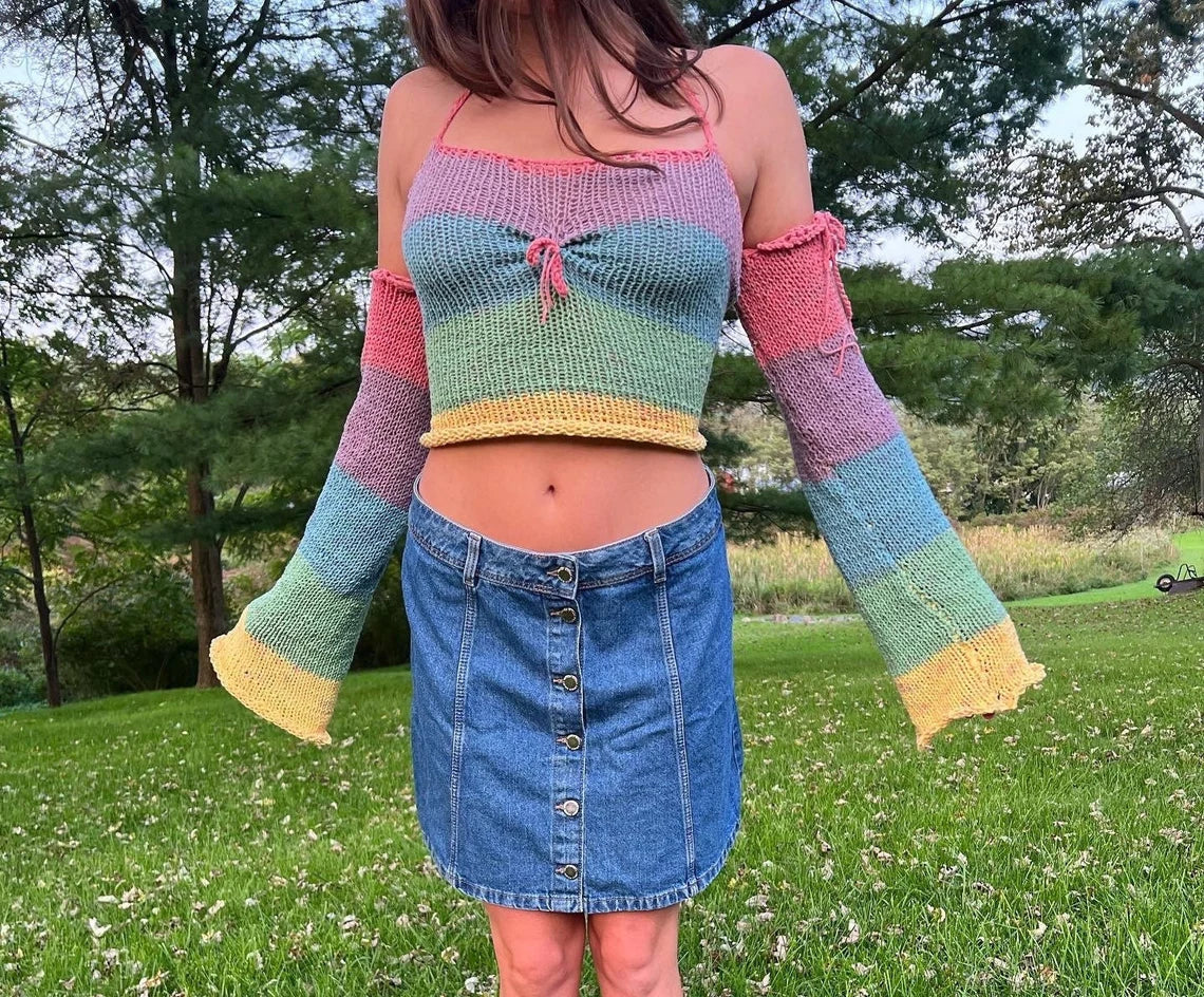 XS/S Knit Crop Top with Sleeves