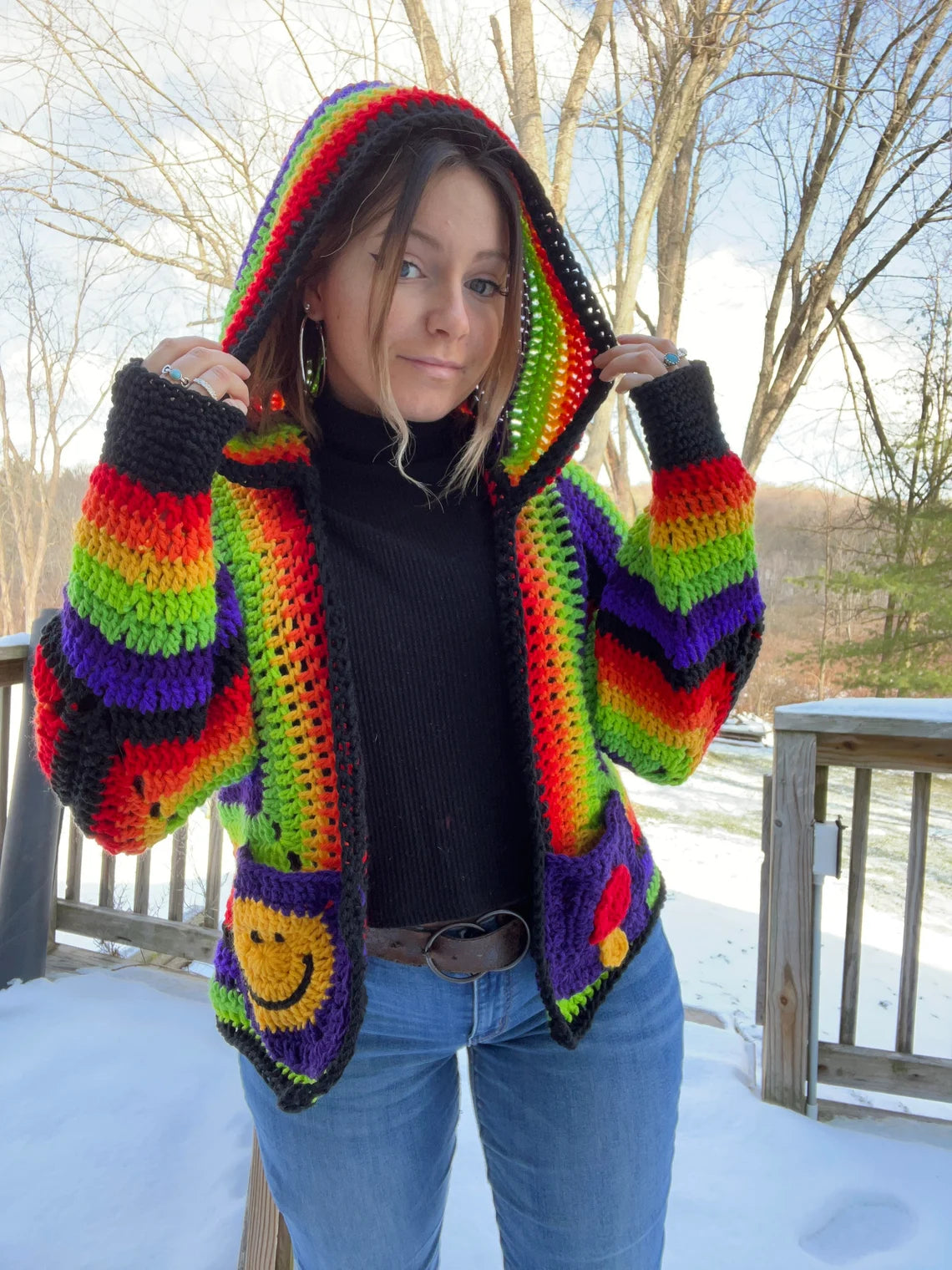 Discounted Matching Set - Oversized Crochet Cardigan and Bag