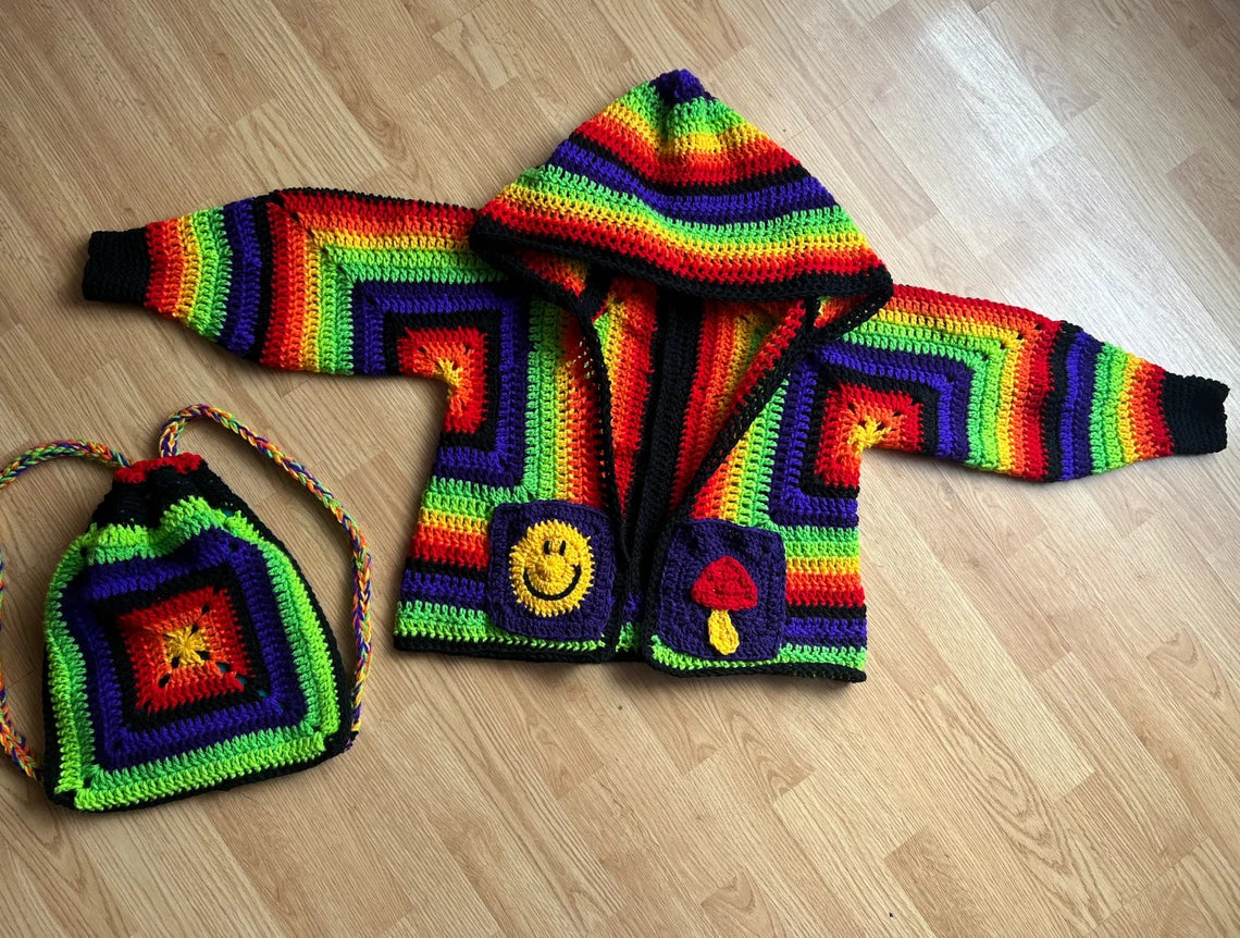 Discounted Matching Set - Oversized Crochet Cardigan and Bag