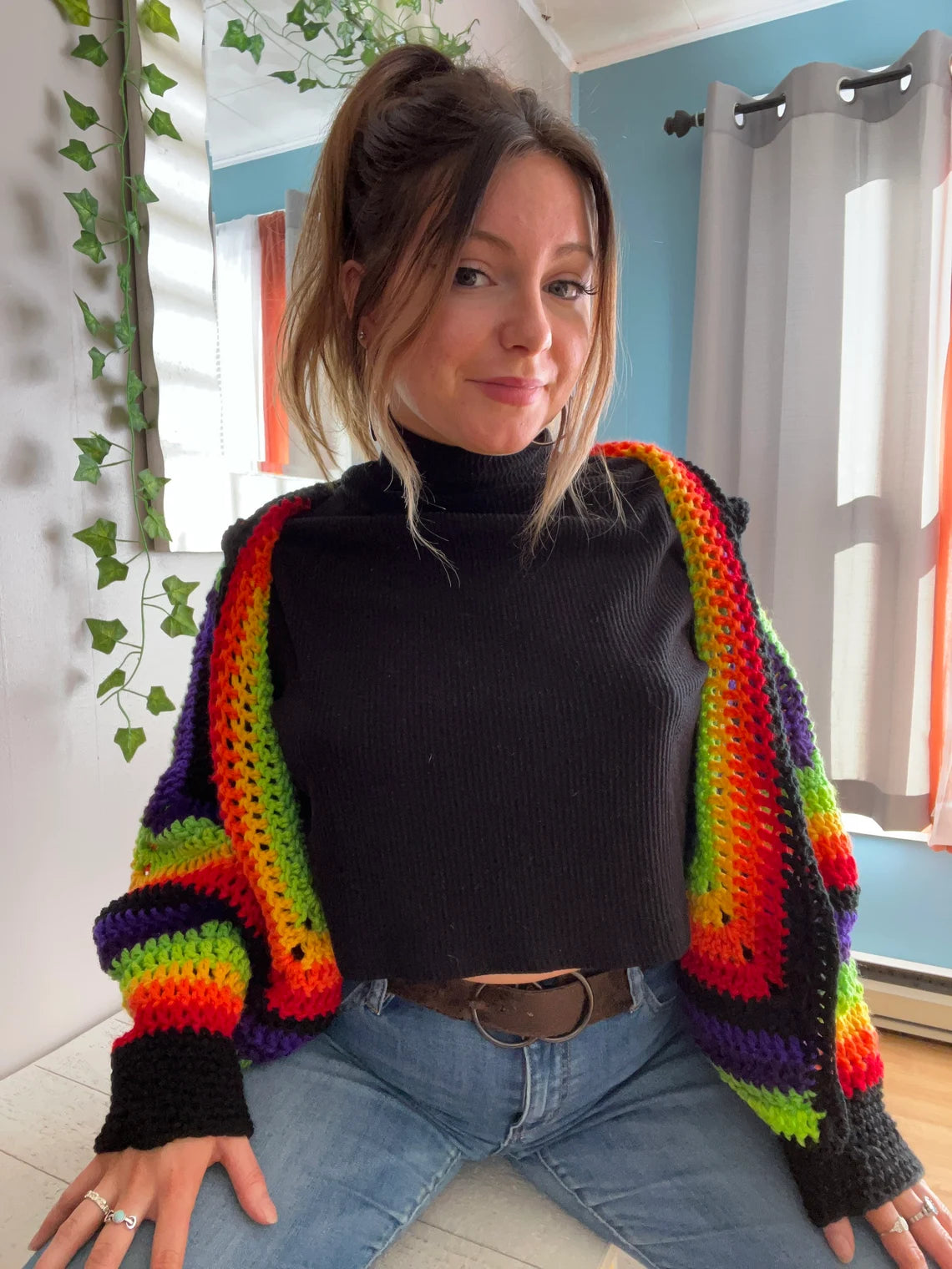 Discounted Matching Set - Oversized Crochet Cardigan and Bag