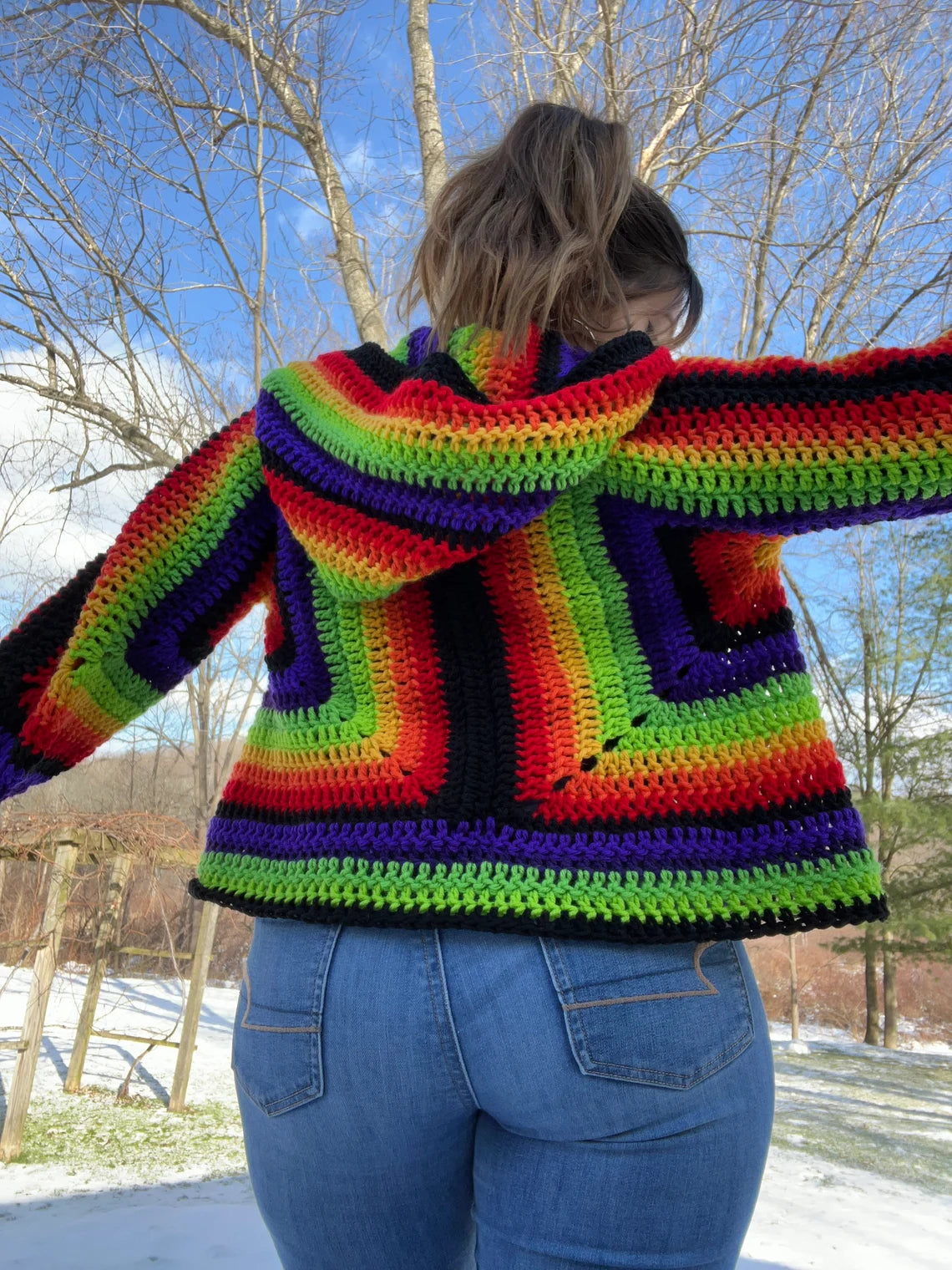 Discounted Matching Set - Oversized Crochet Cardigan and Bag