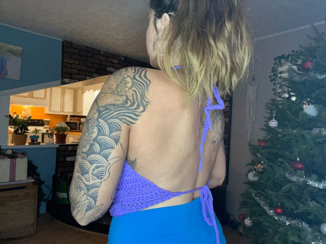Medium - Trippy Evil Eye Crochet Top