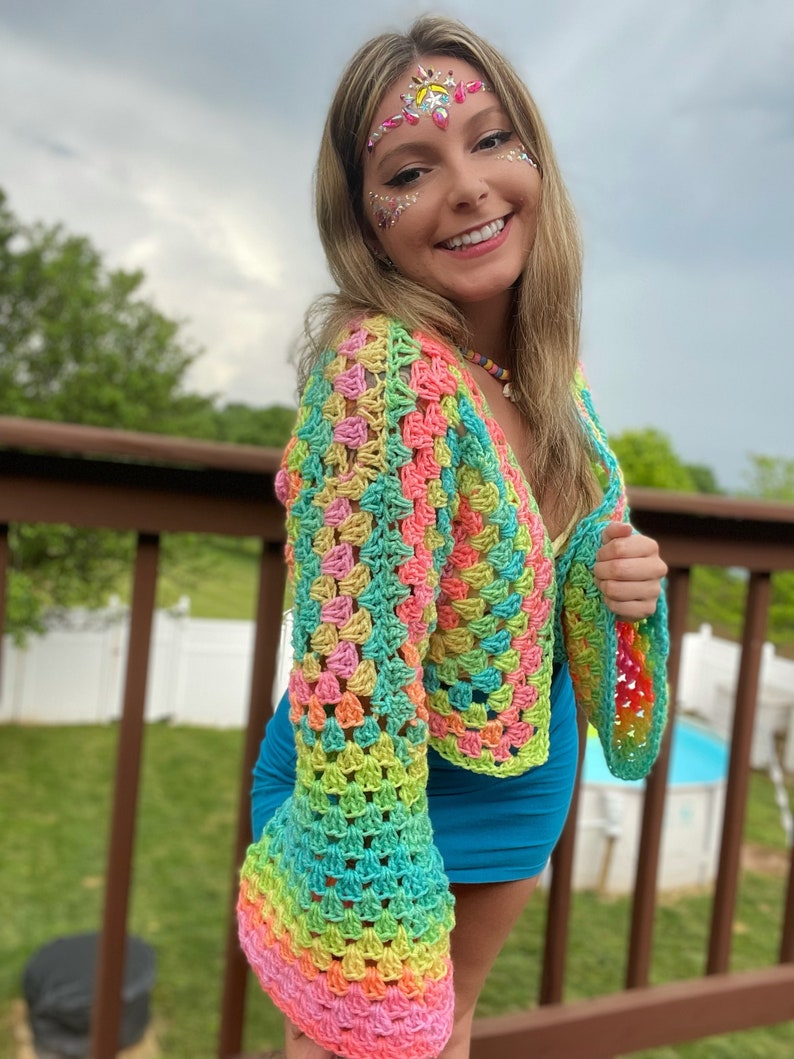 MTO - Pastel Cropped Crochet Cardigan