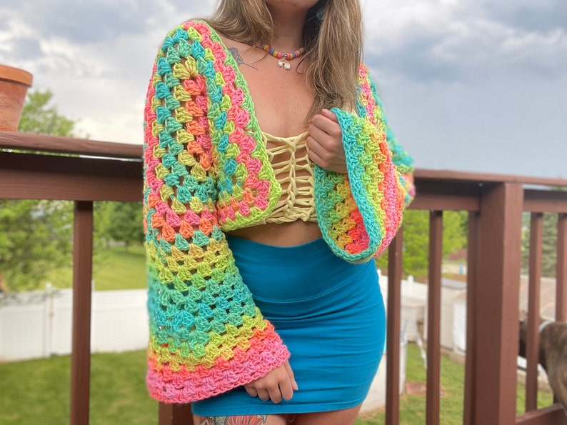 MTO - Pastel Cropped Crochet Cardigan