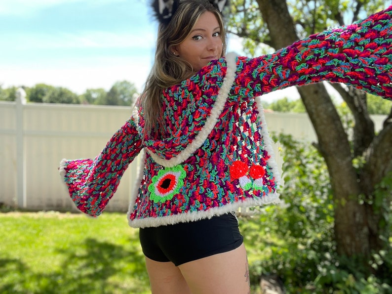 Trippy Party Cardi - Oversized Crochet Cardigan