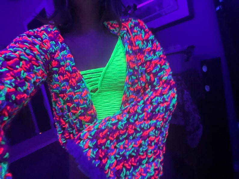 Trippy Party Cardi - Oversized Crochet Cardigan