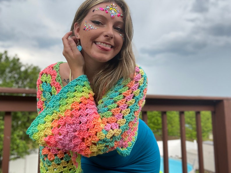 MTO - Pastel Cropped Crochet Cardigan