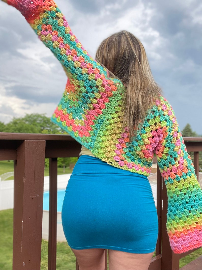 MTO - Pastel Cropped Crochet Cardigan