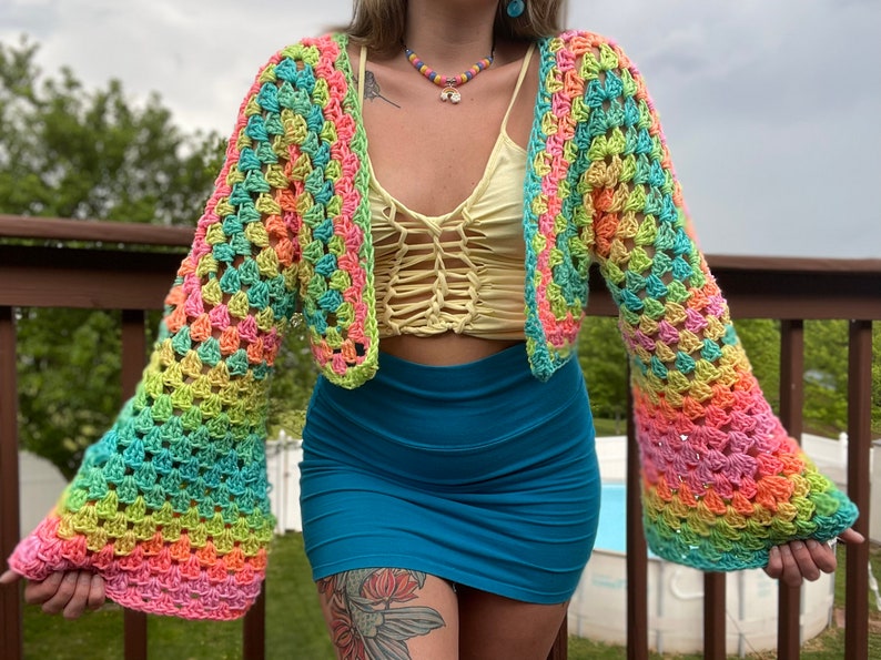 MTO - Pastel Cropped Crochet Cardigan