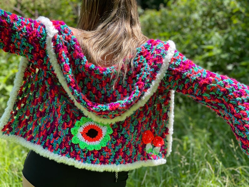 Trippy Party Cardi - Oversized Crochet Cardigan