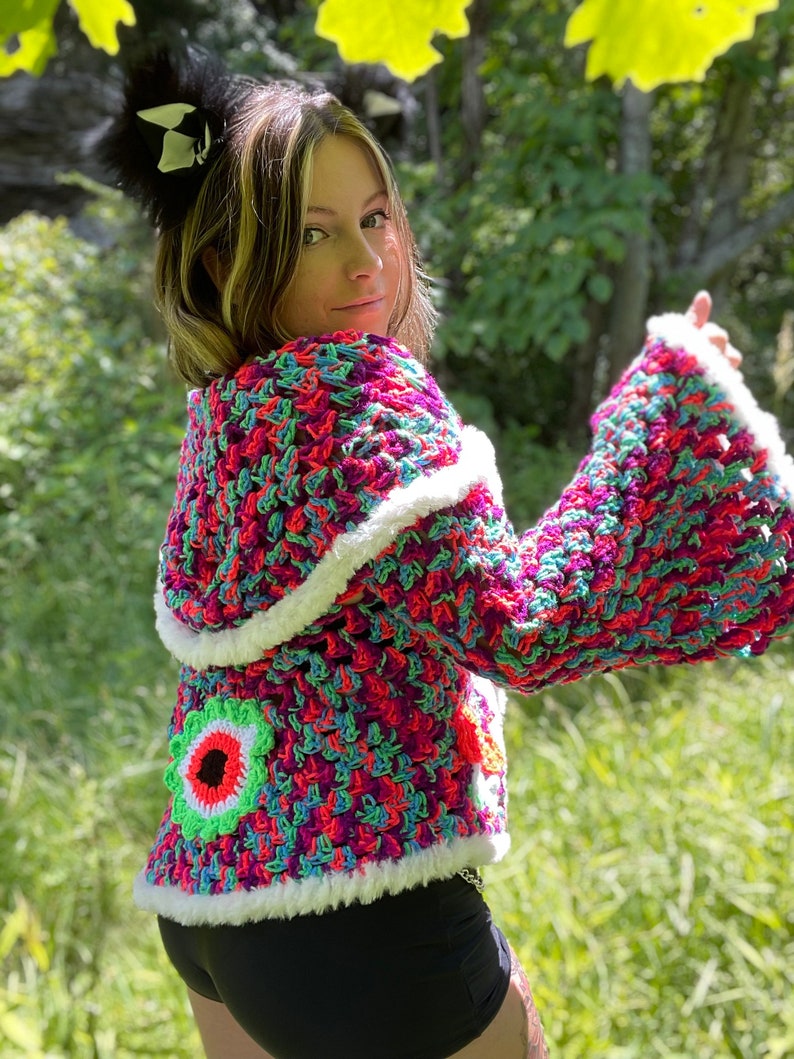 Trippy Party Cardi - Oversized Crochet Cardigan