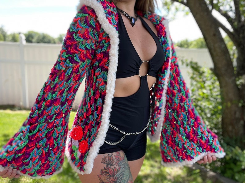 Trippy Party Cardi - Oversized Crochet Cardigan