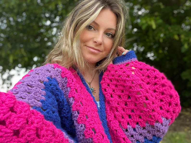 Bi Pride Oversized Crochet Cardigan