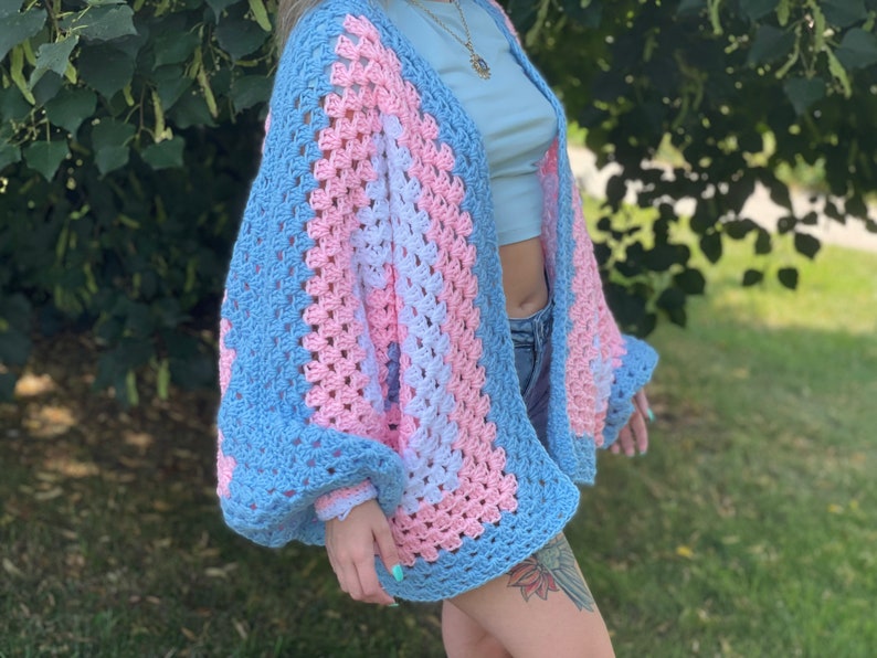 Trans Pride Oversized Crochet Cardigan