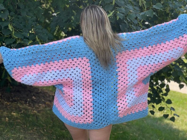 Trans Pride Oversized Crochet Cardigan