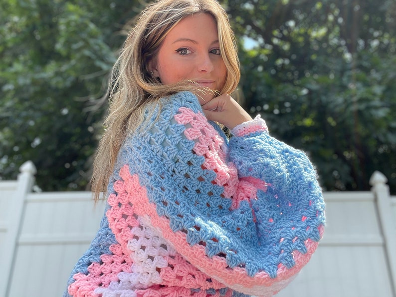 Trans Pride Oversized Crochet Cardigan