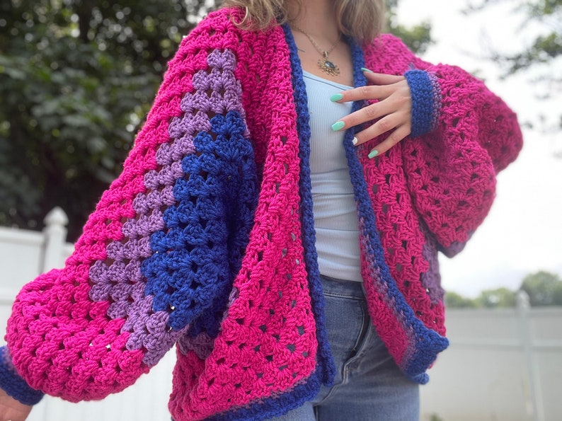Bi Pride Oversized Crochet Cardigan