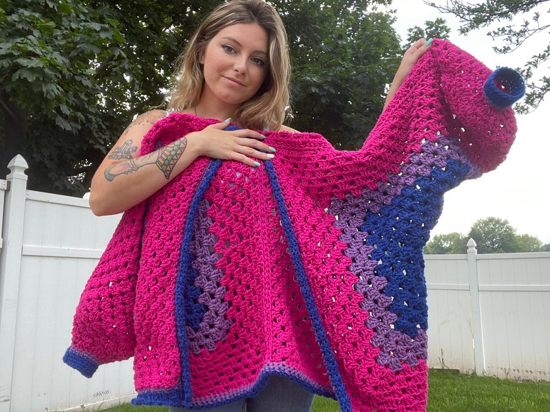 Bi Pride Oversized Crochet Cardigan