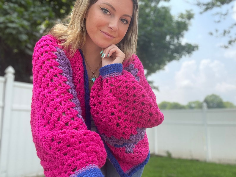 Bi Pride Oversized Crochet Cardigan