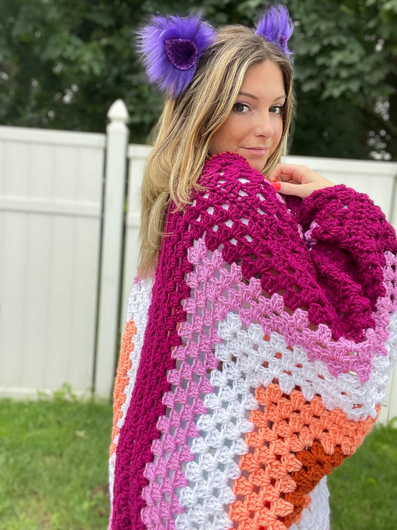 Lesbian Pride Oversized Crochet Cardigan