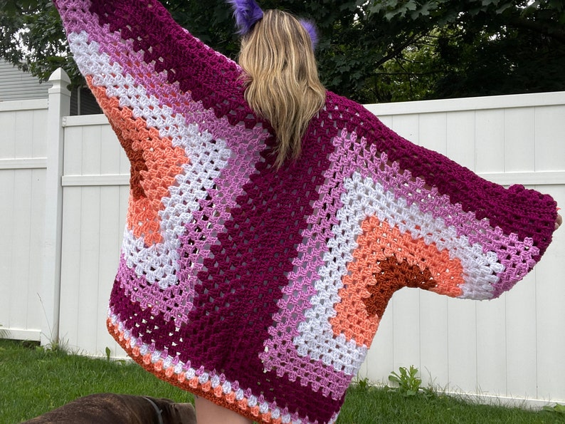 Lesbian Pride Oversized Crochet Cardigan