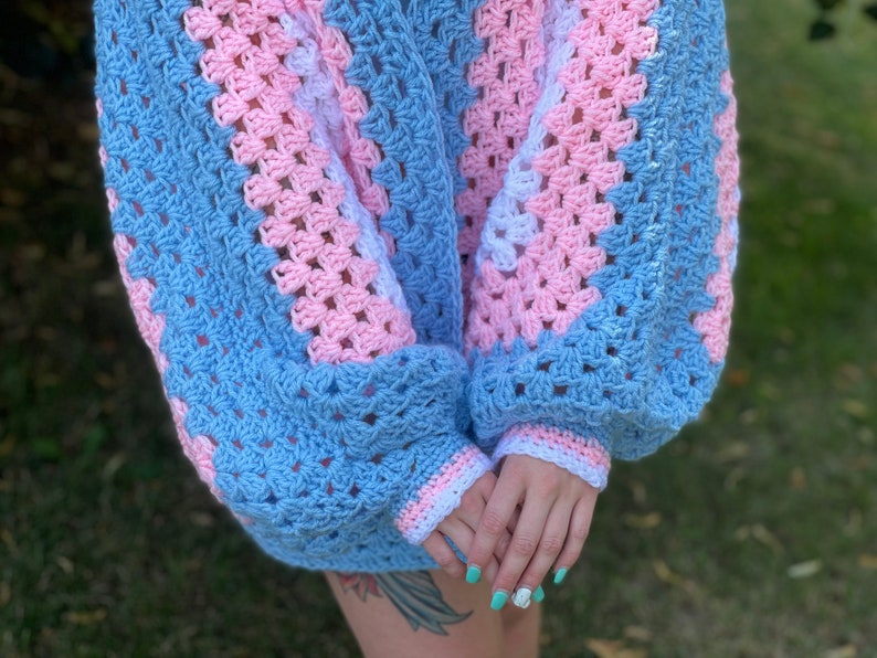 Trans Pride Oversized Crochet Cardigan - Main Image