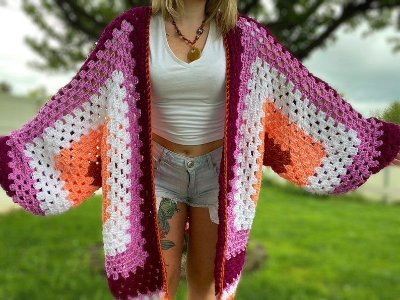 Lesbian Pride Oversized Crochet Cardigan