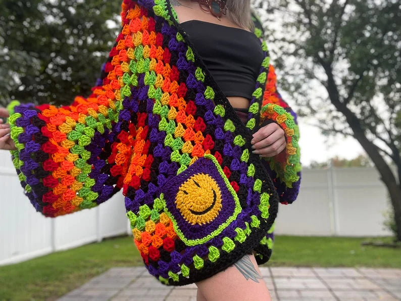 Made to Order - Trippy Oversized Crochet Cardigan