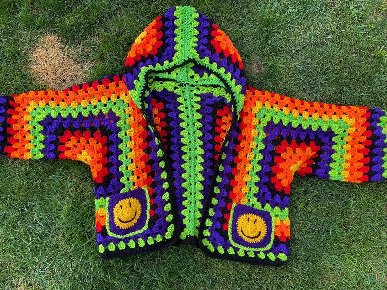 Made to Order - Trippy Oversized Crochet Cardigan