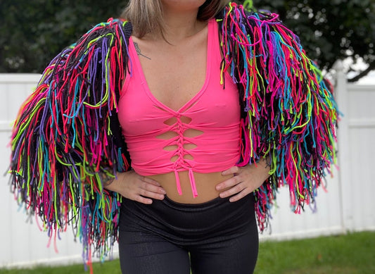 Trippy Fringe Crochet Cardigan