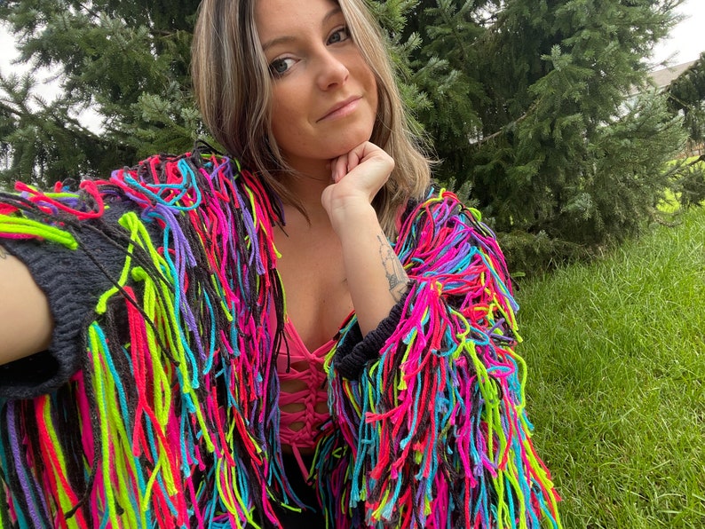 Trippy Fringe Crochet Cardigan