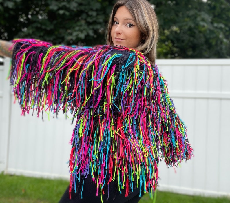 Trippy Fringe Crochet Cardigan
