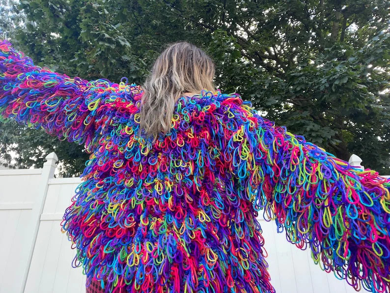 Shag Sweater Crochet Fringe Oversized Cardigan