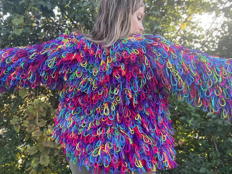 Shag Sweater Crochet Fringe Oversized Cardigan