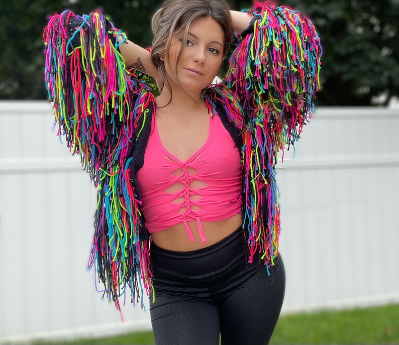 Trippy Fringe Crochet Cardigan