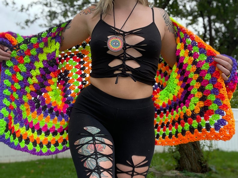 MTO - Oversized Crochet Neon Cardigan