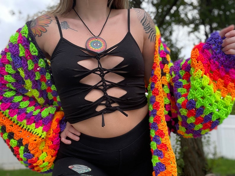 MTO - Oversized Crochet Neon Cardigan
