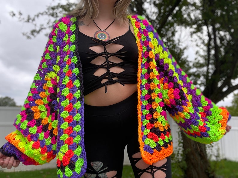 MTO - Oversized Crochet Neon Cardigan