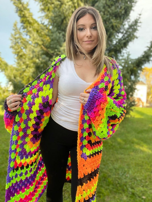 MTO - Neon Duster Oversized Crochet Cardigan