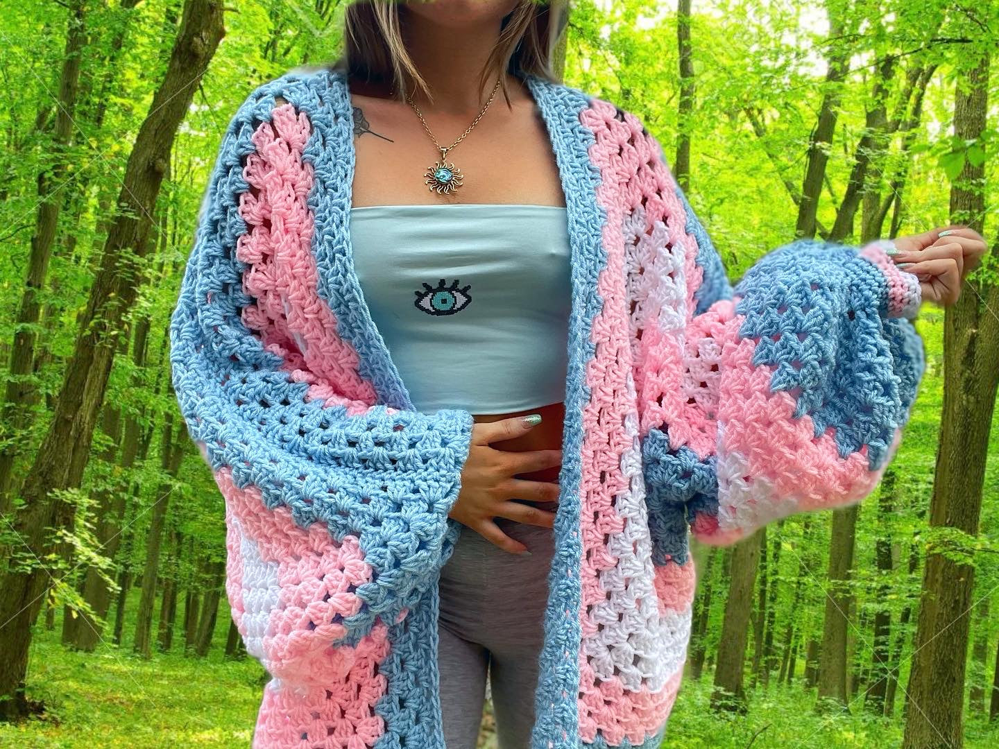 Trans Pride Oversized Crochet Cardigan